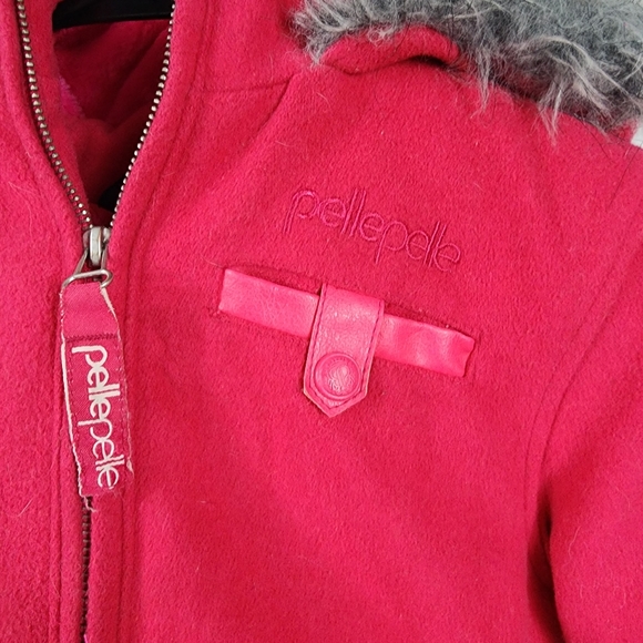 PellePelle Youth Fur Trim Hooded Wool Coat/Jacket in Discontinued Hot Pi… - Picture 3 of 13
